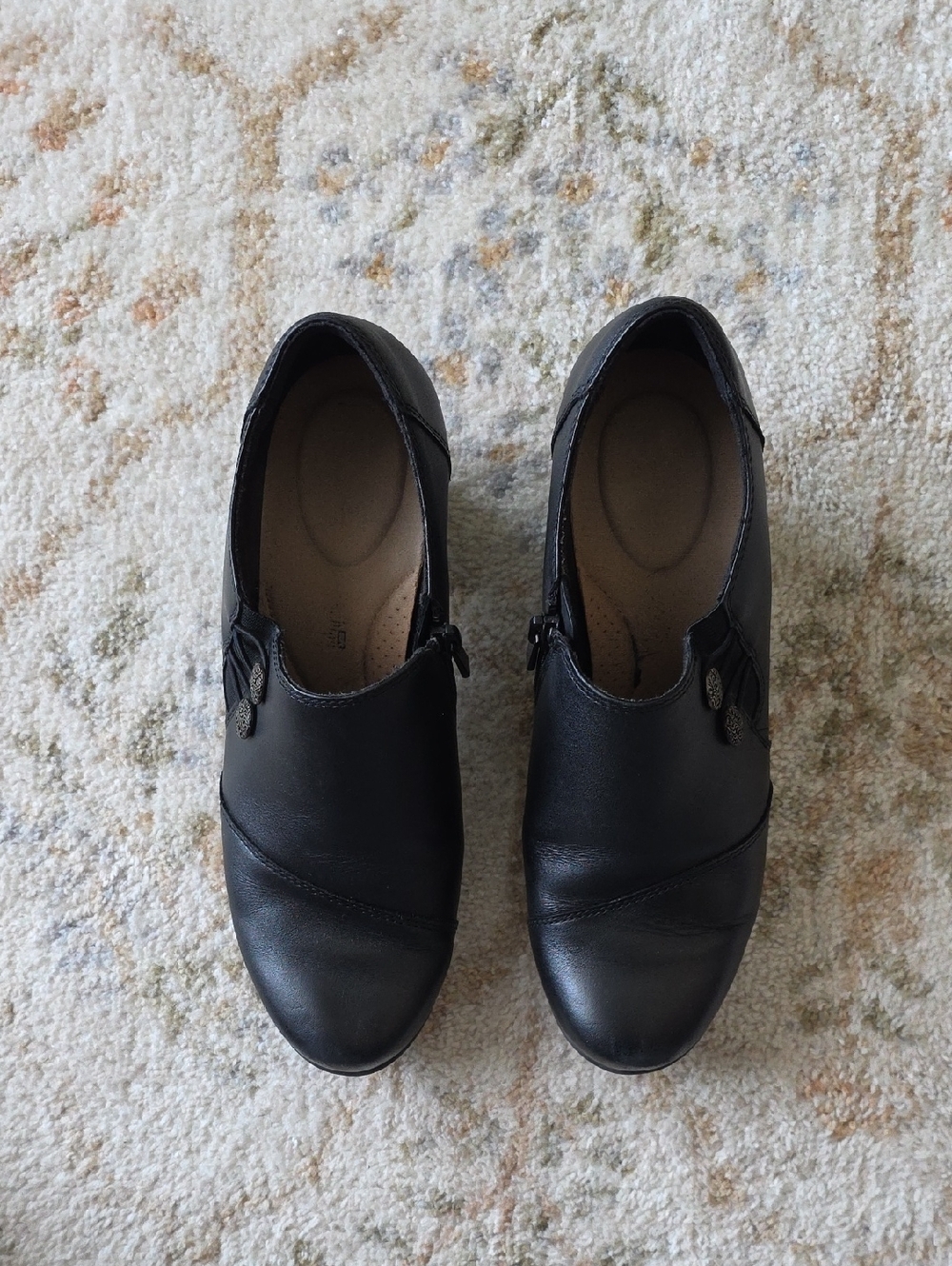 Clarks Black Leather Ankle Booties